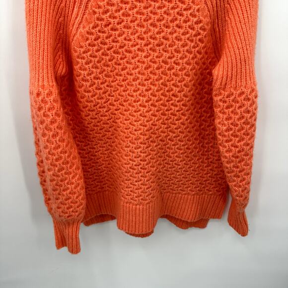 Anthropologie Orange Pullover Bia Mock Neck Tunic Cable Knit Sweater // S - Picture 8 of 12